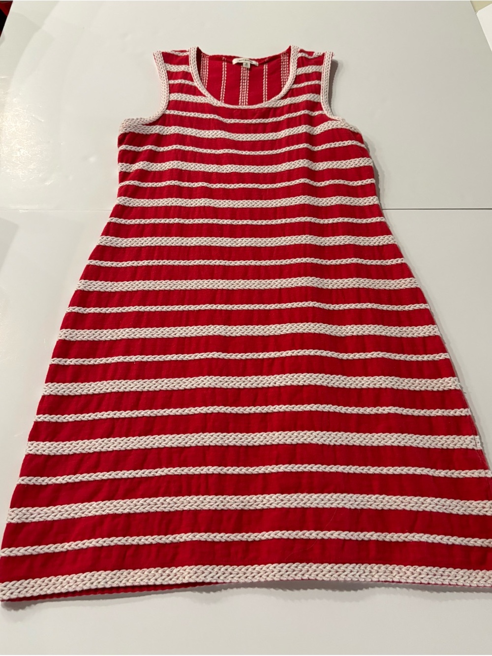 Women’s Max Studio Red With White Striped sleeveless Knit Dress size medium